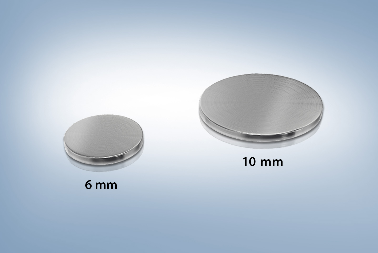 The 6mm and 10mm diameter versions of the LV Y-90 Disc.