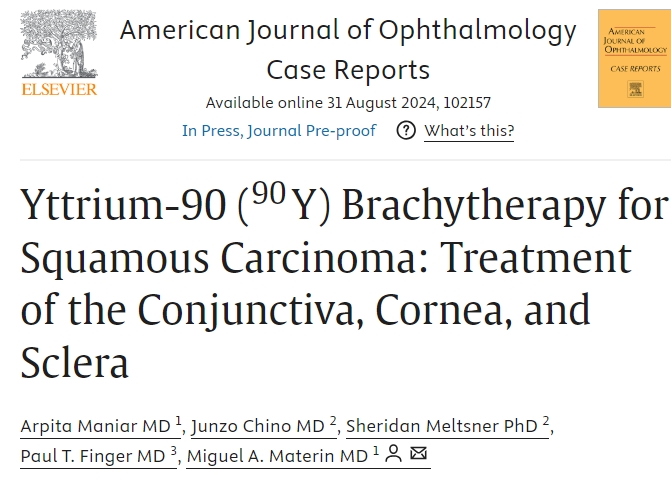 LV Y-90 disc highlighted in American Journal of Ophthalmology