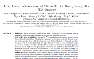 Publication: First clinical implementation of Yttrium-90 Disc Brachytherapy after FDA clearance